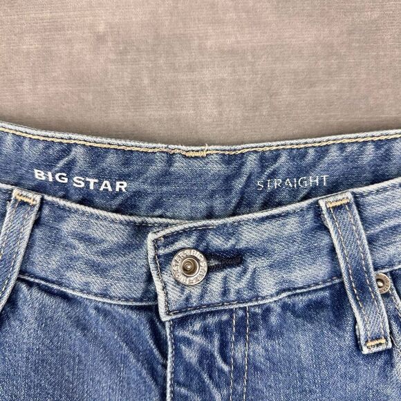 BIG STAR Jeans Women’s 32 Blue High Rise Distressed Straight Leg Baggy Loose - Picture 6 of 11